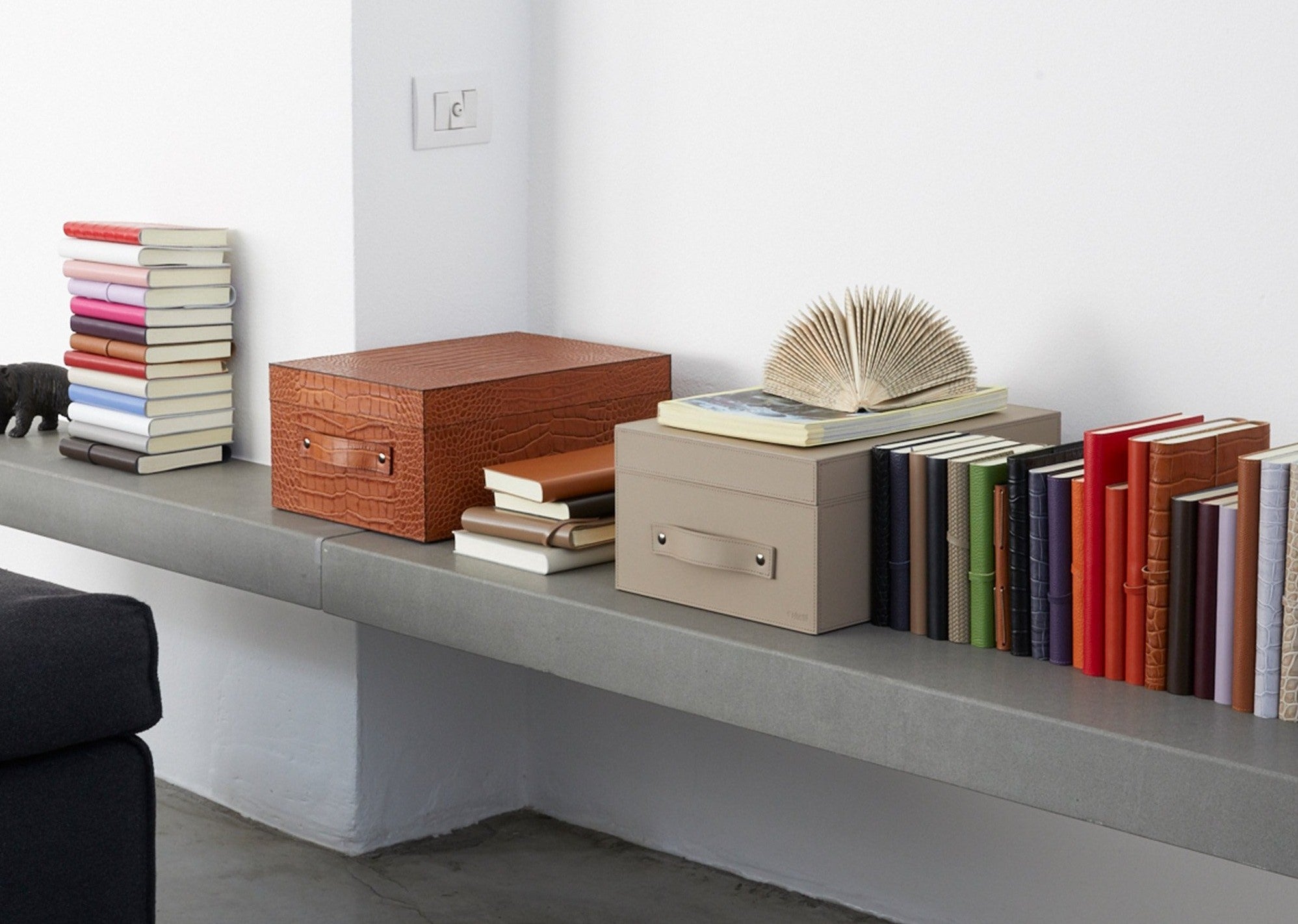 pinetti leather storage boxes