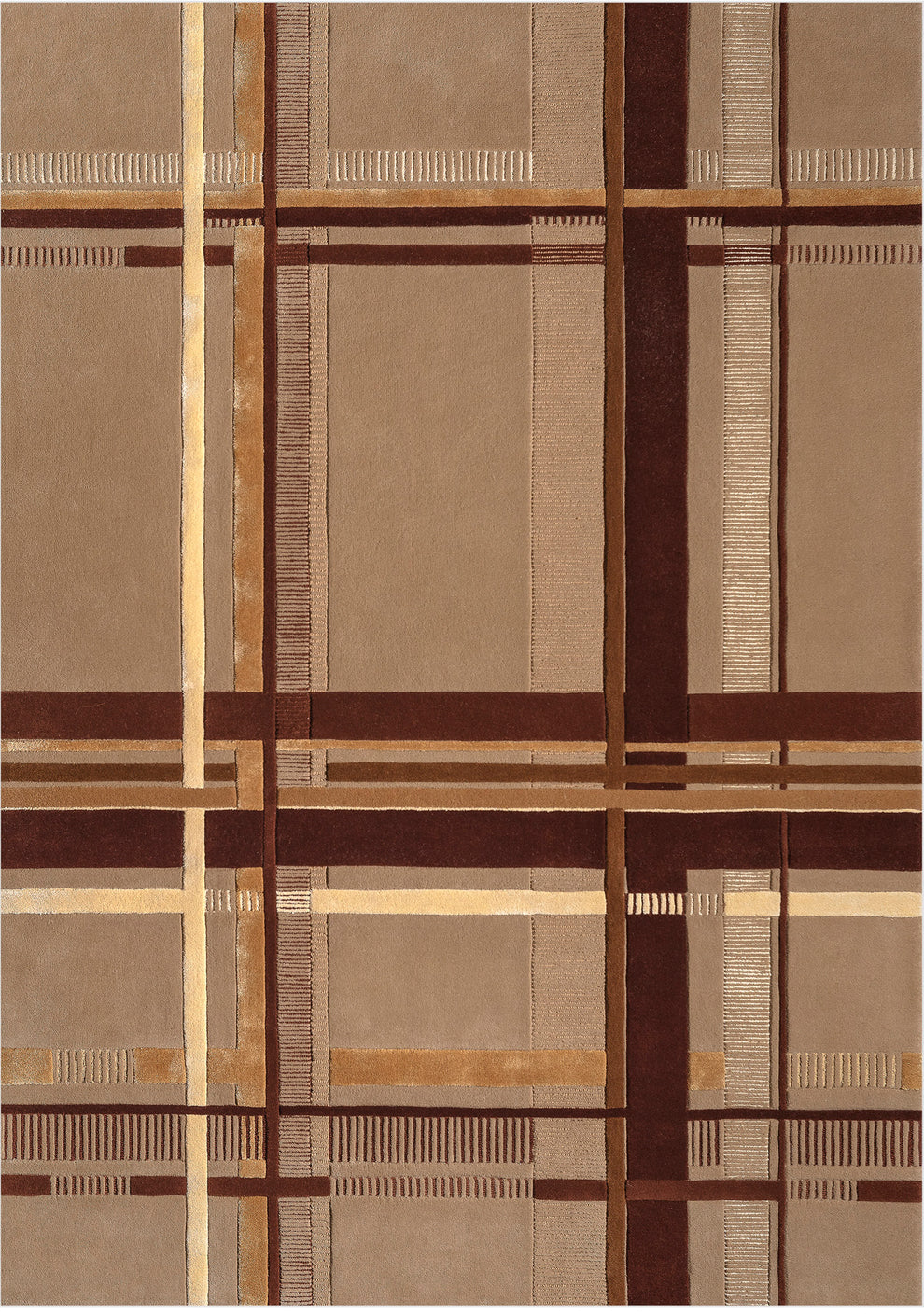 Volver Ruter Patterned rug with brown and beige colors