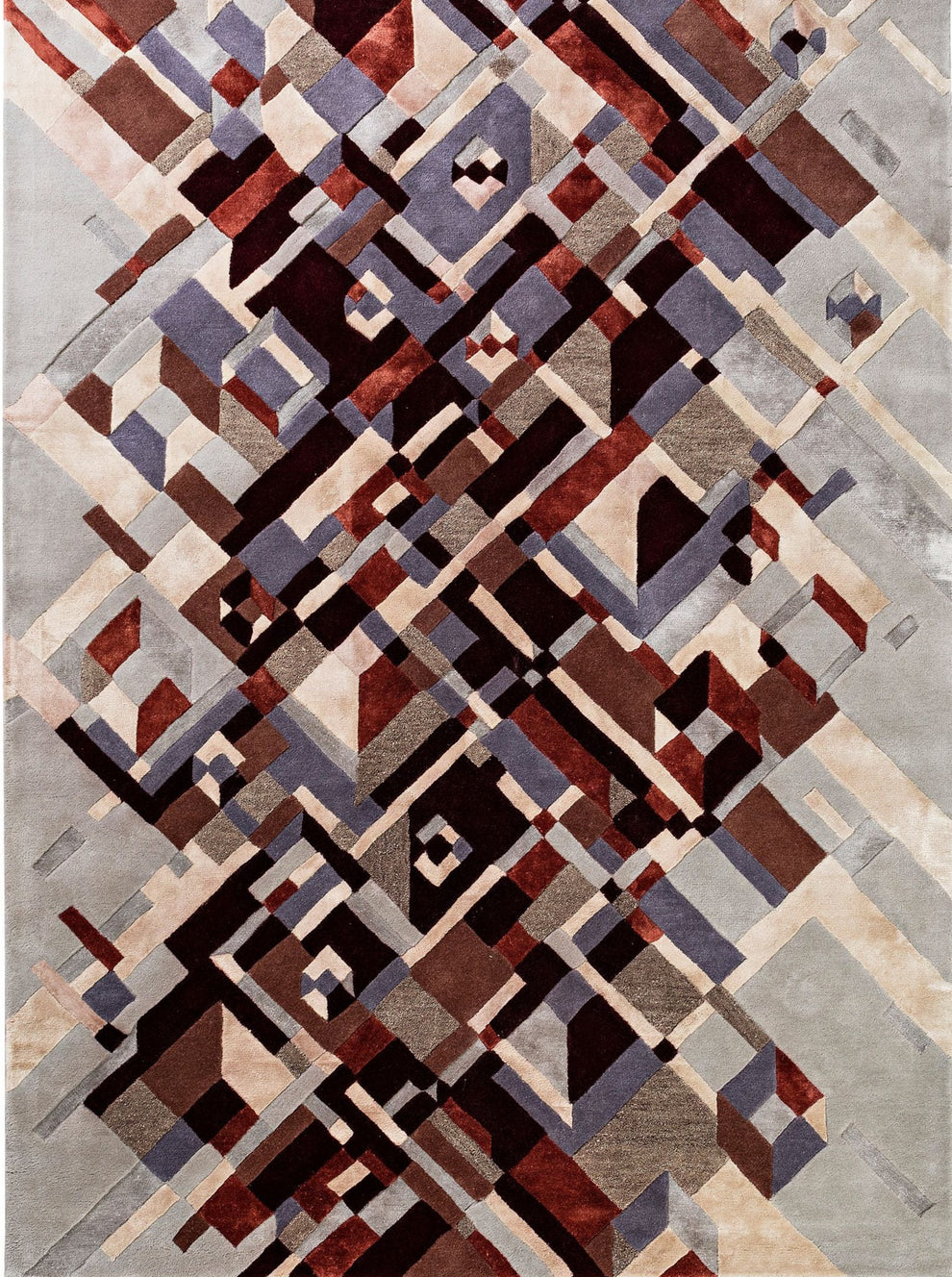 Stråler Red Brown Geometric patterned rug with multicolor design