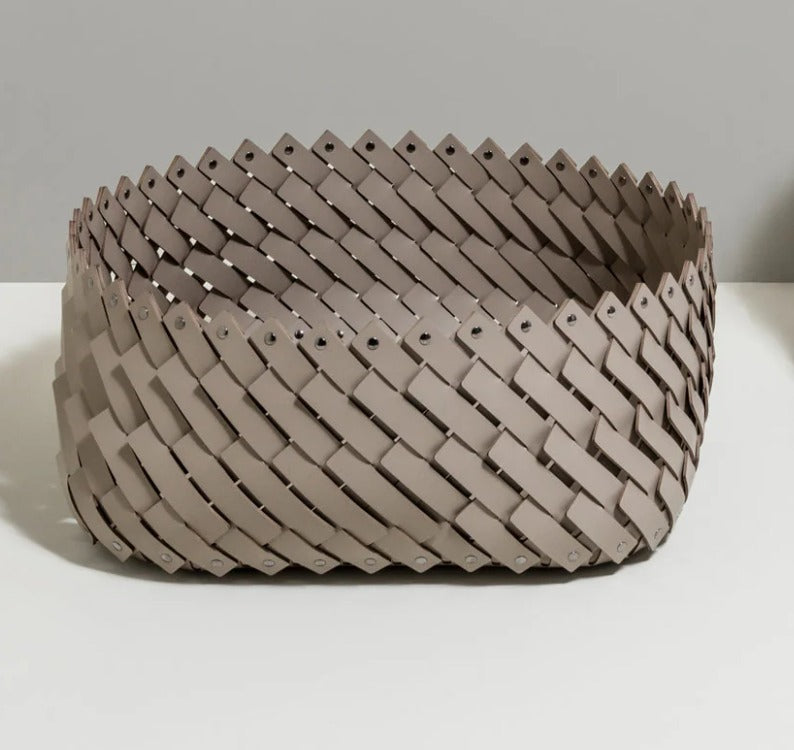 pinetti leather basket square in cream