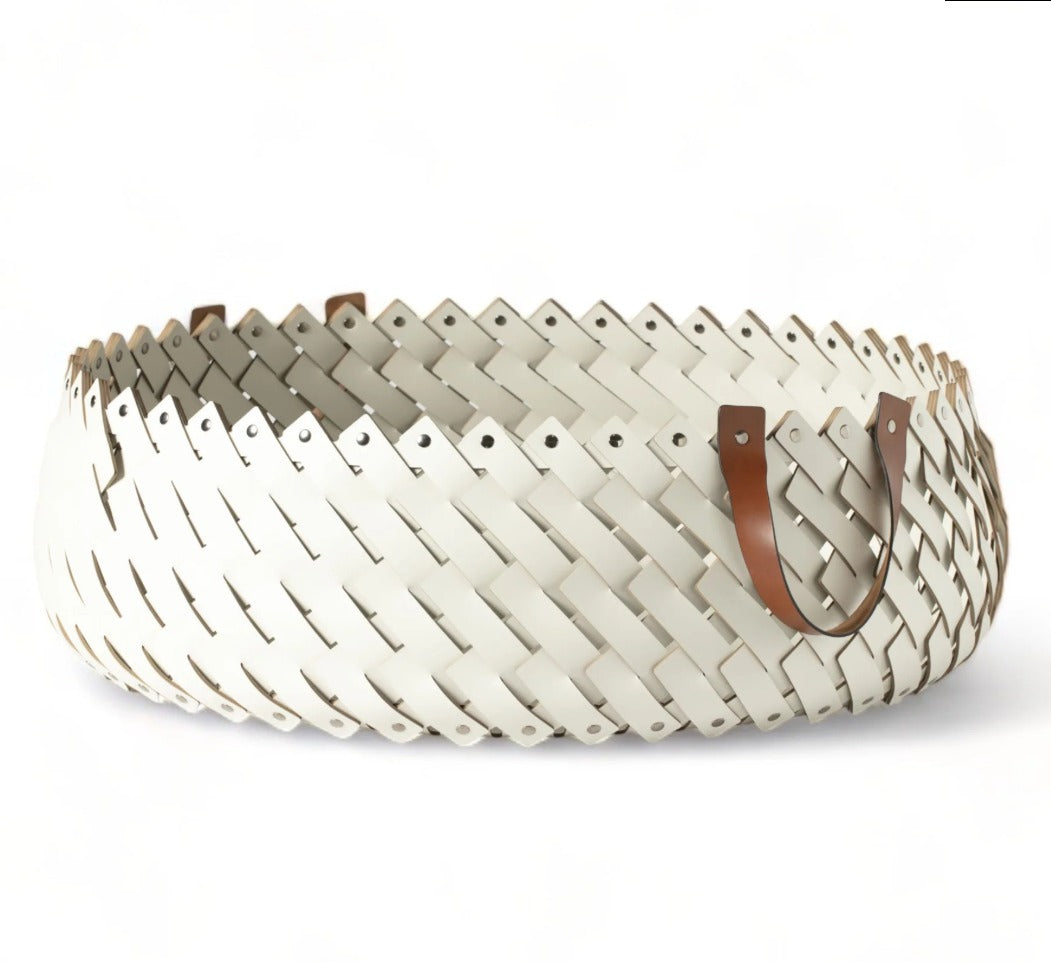 pinetti basket cream in large with tan handles