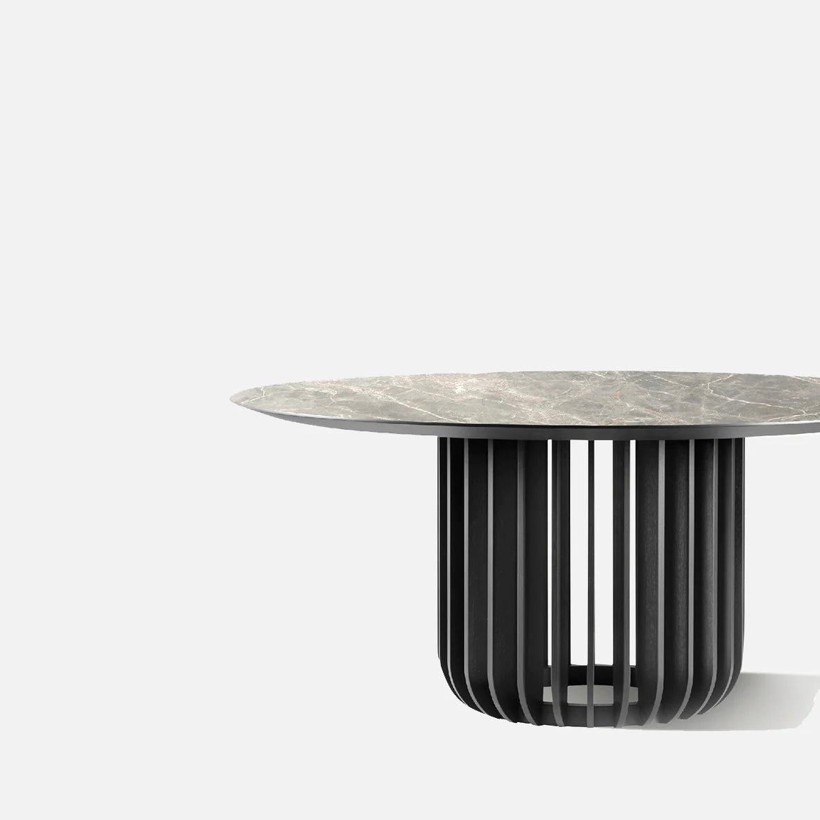 ceramic round dining table with wooden base