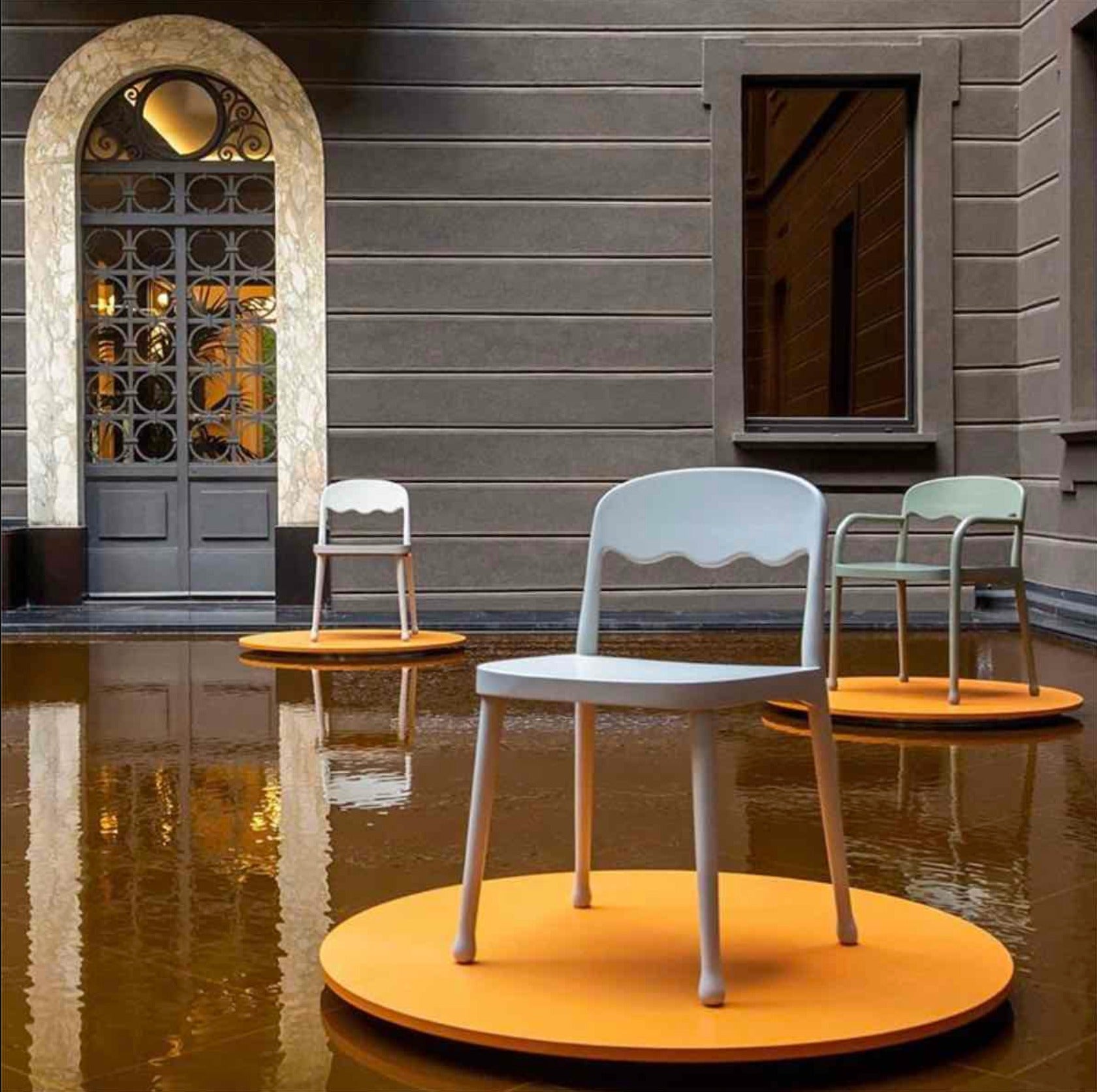 Frisee chairs by Italian brand Billiani in outdoor art installation