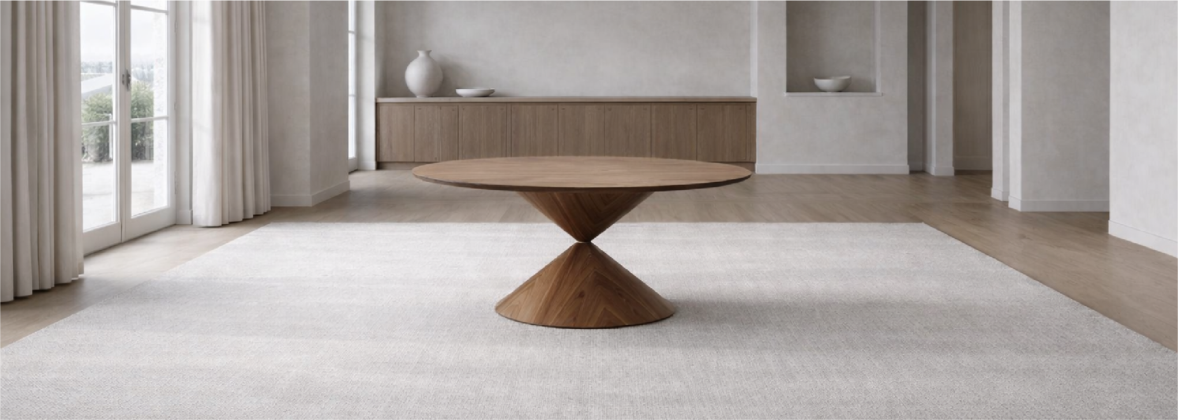 Clessidra round table on rug modern room