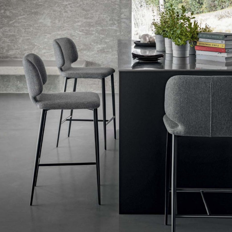 "Wrap" popular modern luxury bar stools in grey made in Italy