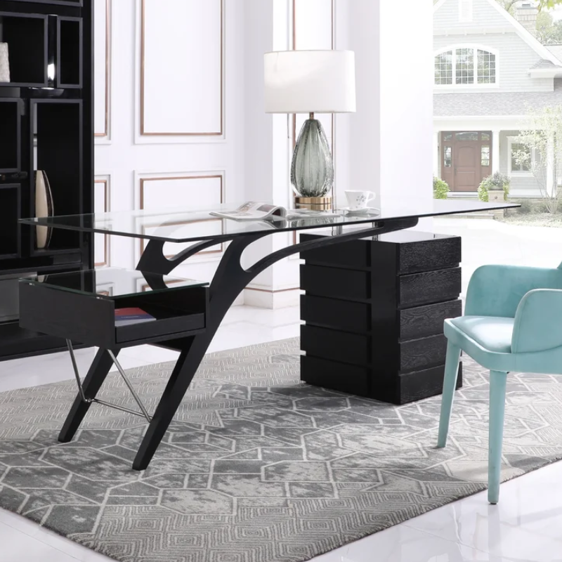 Cavour modern home office desk by Zanotta in black oak