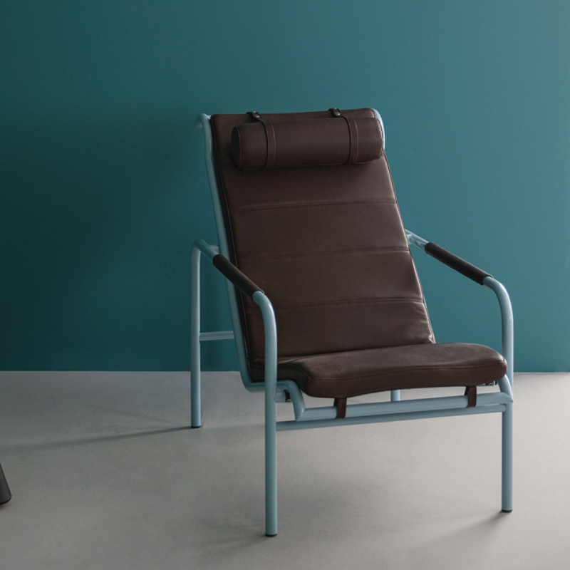 Genni Lounge Chair Zanotta in brown leather
