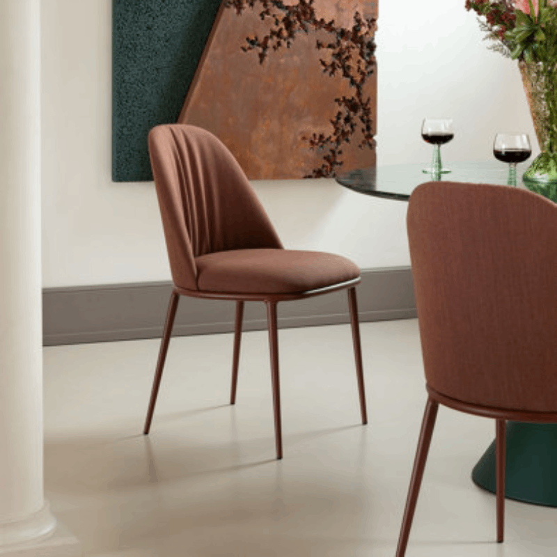 luxury upholstered dining chairs Lea Deluxe by Midj near table