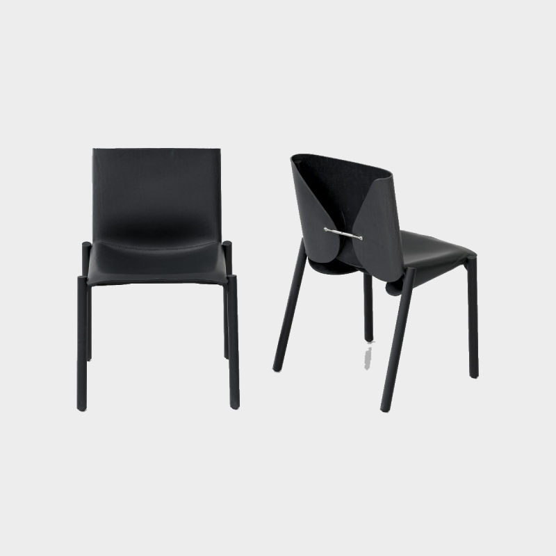 Black 1085 Edition Leather Chairs by Italian brand Kristalia