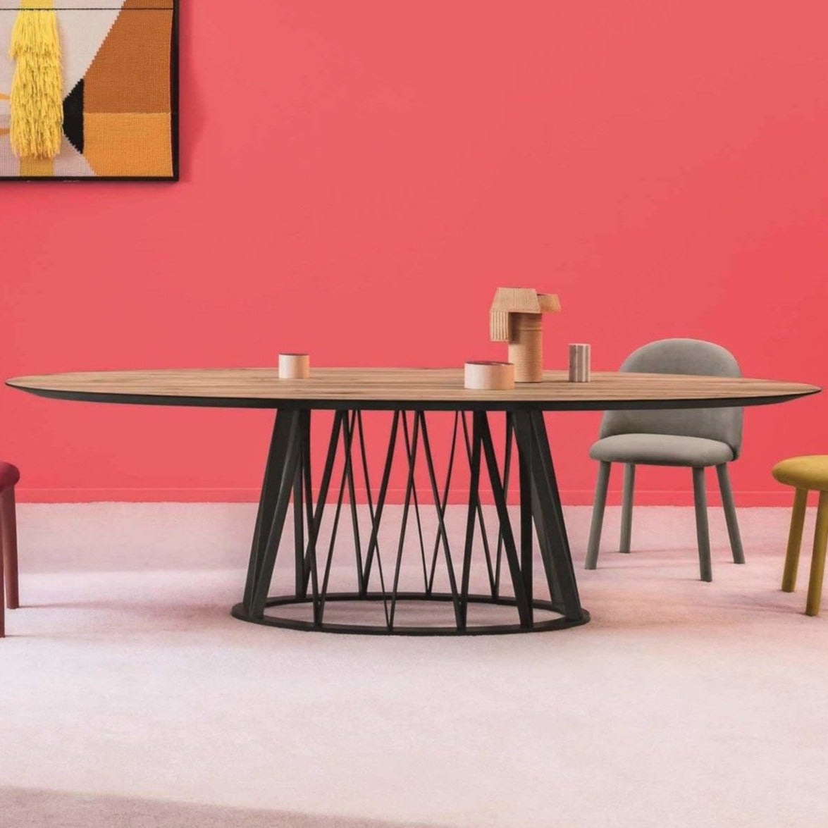 Round Walnut and ash Acco Dining Table by Italian brand Miniforms