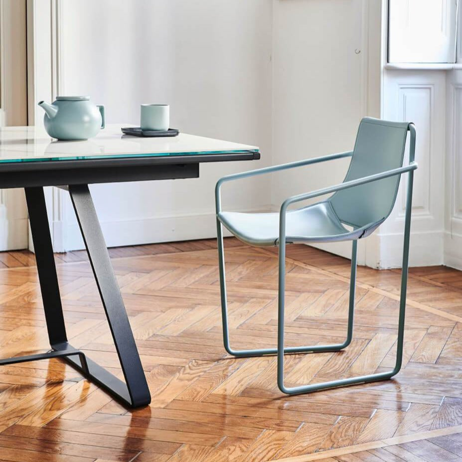 blue Apelle leather armchair by Italian brand Midj