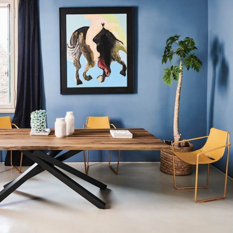 dining room Pechino table and Apelle leather armchair by Italian brand Midj