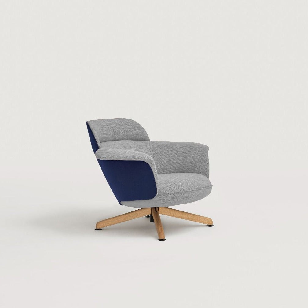ULIS Upholstered Lounge Chair Oak Wood Base Low Case