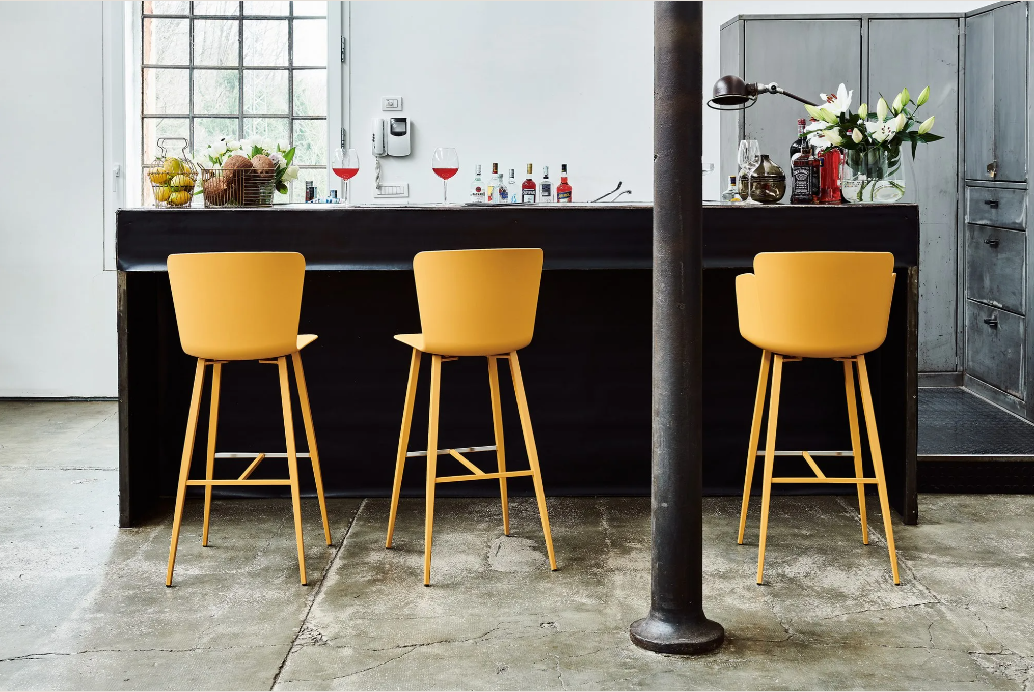 Yellow Modern High End Bar Stools