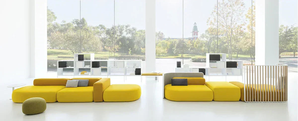 Yellow modular sofa for office space