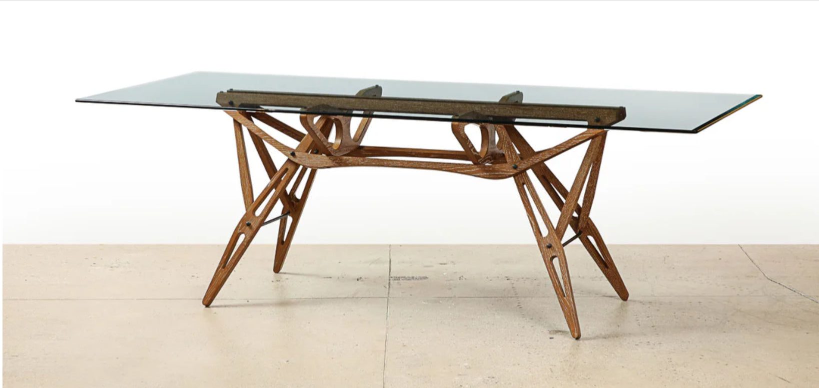 glass Reale Rectangular dining table on beige floor white background