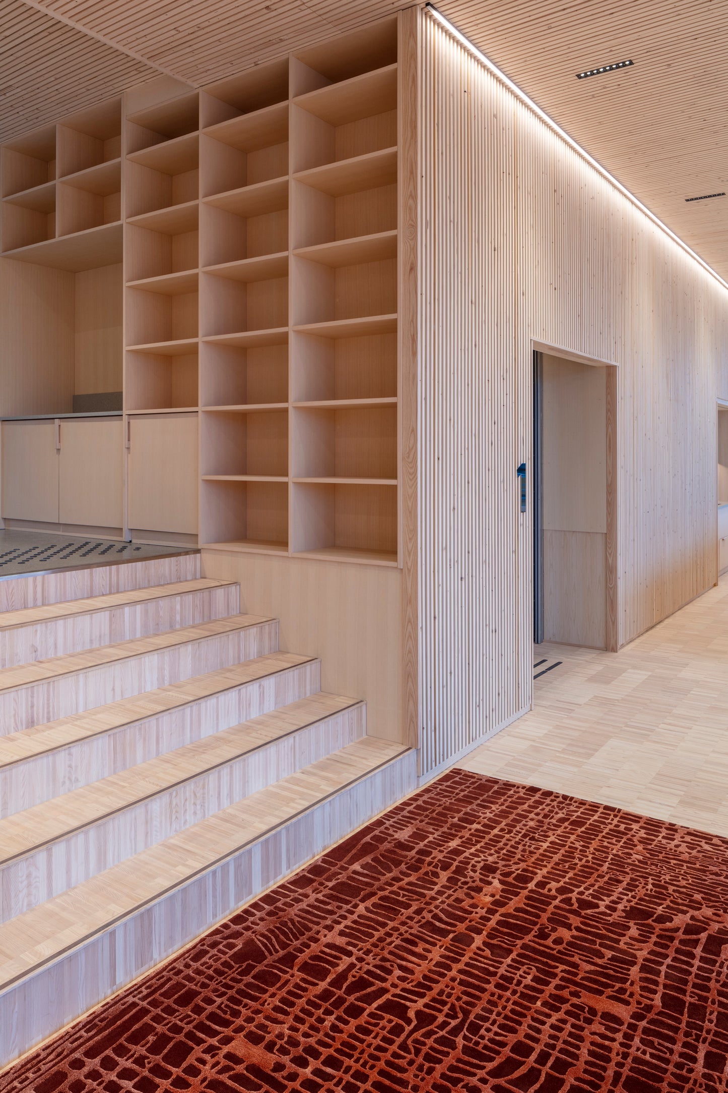 Uma Terracotta Rug volver studios modern loft nature inspired lobby