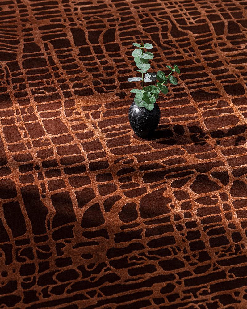Uma Terracotta Rug volver studios modern loft nature inspired lobby